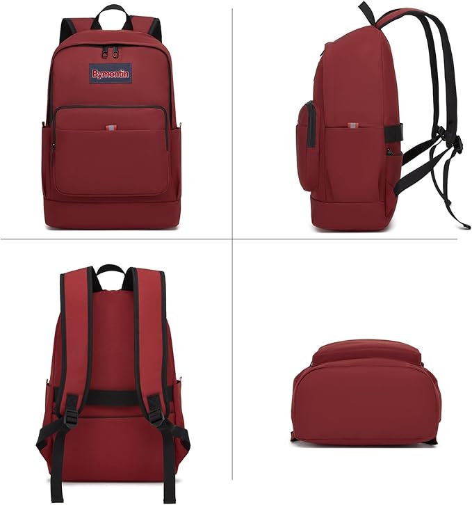 Classic Casual Backpack, Lightweight Daypack with 10 Pockets, Laptop Compartment, EVA Foam Pad (Wine red)