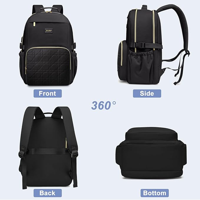 Laptop Backpack for Women Bookbag: 15.6 inch Work Backpacks with Pouch Pocket for Large Capacity Cup & USB Charger College Book Bag Travel Business Nurse Teacher Bookbags Anti-theft Back Pack