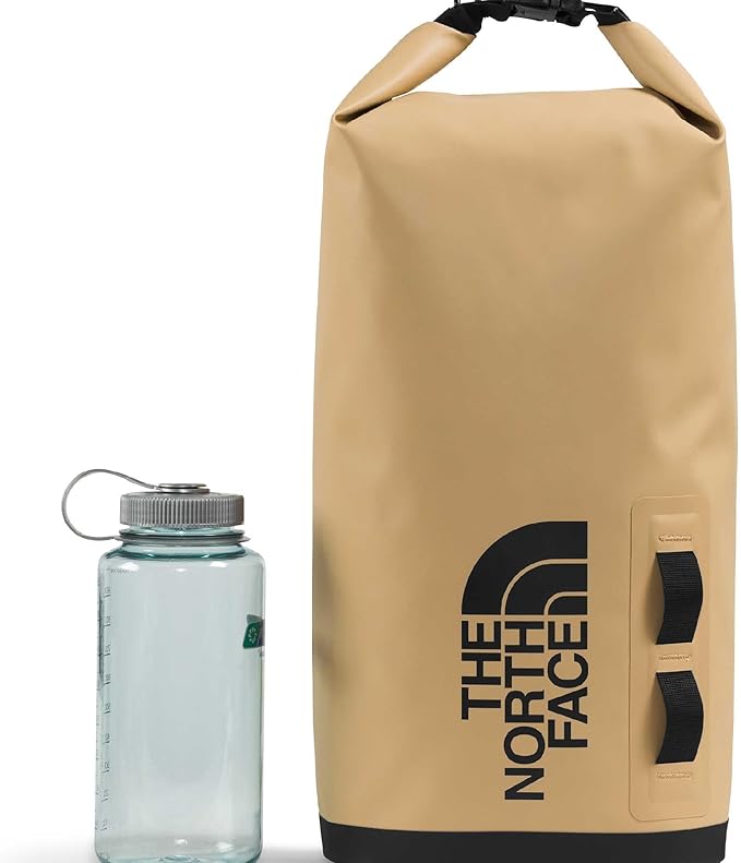 The North Face Base Camp Dry Bag - Roll-Top Waterproof Stuff Sack, Ideal for Camping Gear & Kayak Accessories, Khaki Stone/TNF Black, 12 Liters