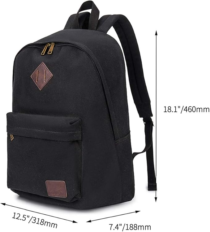 Canvas Laptop Backpack Durable Rucksack Travel Notebook Bag School Backpack Bookbag for Men Women Black Factory Directly