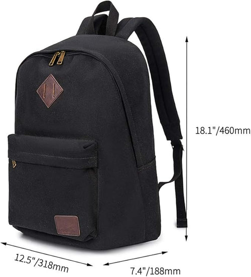 Canvas Laptop Backpack Durable Rucksack Travel Notebook Bag School Backpack Bookbag for Men Women Black Factory Directly
