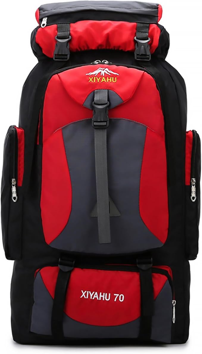 Lawaia 70L Hiking Backpack Large Camping Pack Backpacking Bag Rucking Backpacks Outdoor Trekking Travel Rucksack for Men Women-Red