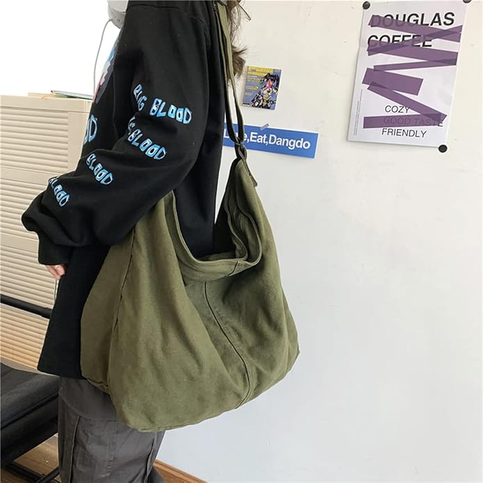 GAXOS Aesthetic Cute Messenger Bag for School Vintage Black Canvas Crossbody for Women Shoulder Laptop Bag