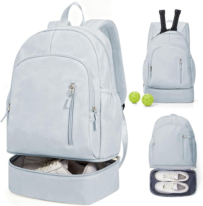 BJLFS Gym Backpack for Women Men with Expandable Shoe Compartment, Mini Foldable Outdoor Weekender Hiking Bag Sports Backpack for Swimming Fitness Yoga Dancing Blue
