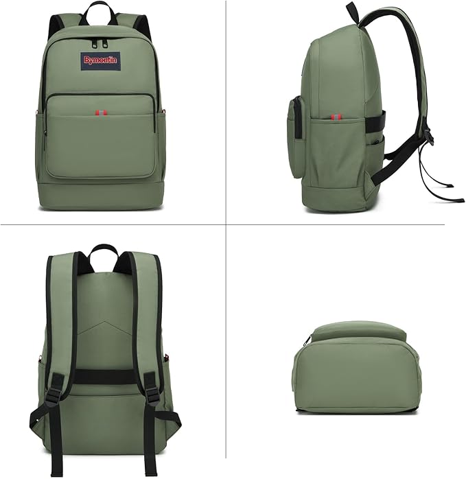 Classic Casual Backpack, Lightweight Daypack with 10 Pockets, Laptop Compartment, EVA Foam Pad (Olive)