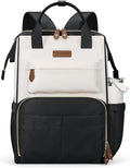 Maelstrom Laptop Backpack, Travel Backpack Gift for Women Men, Waterproof College School Computer Work Bag with Luggage Strap (Black-Beige, 17.3 Inch)