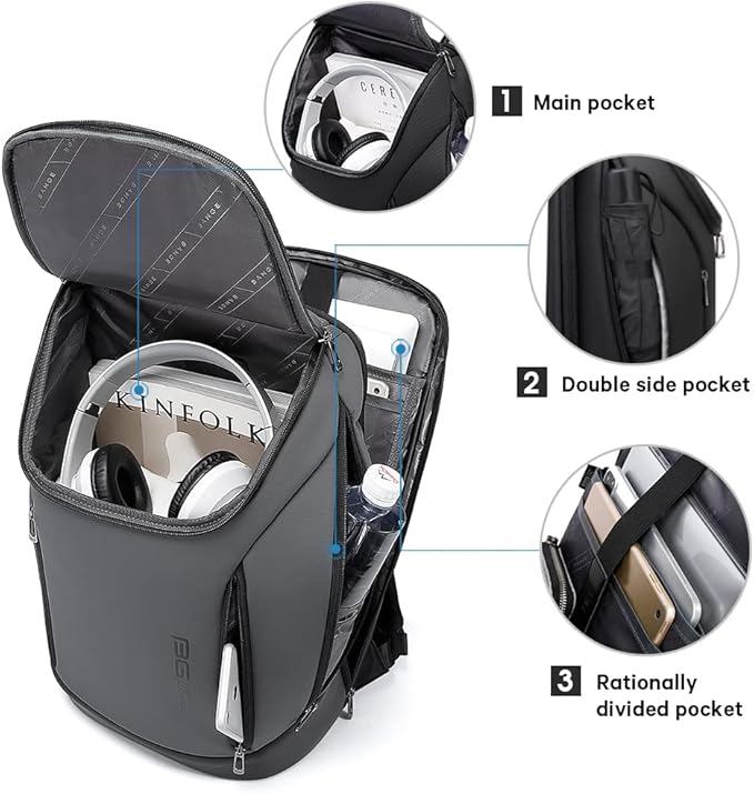 BANGE Business Smart Backpack Waterproof fit 15.6 Inch Laptop Backpack with USB Charging Port,Travel Durable Backpack