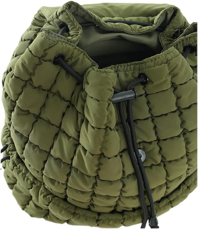 VAKAER Puffer Backpack for Women Lightweight Quilted Hiker Pack with Drawstring Padding Daypack Backpacks for Travel Gym (Army Green)