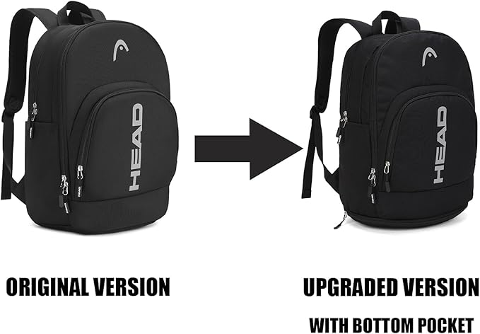 HEAD Waterproof Travel Backpack for Men, Lightweight 15.6 Inch Laptop Backpack with Shoes Compartment, Casual Daypack College Backpacks with 8 Pockets for Overnight/Sports Gym/Work/Fitness