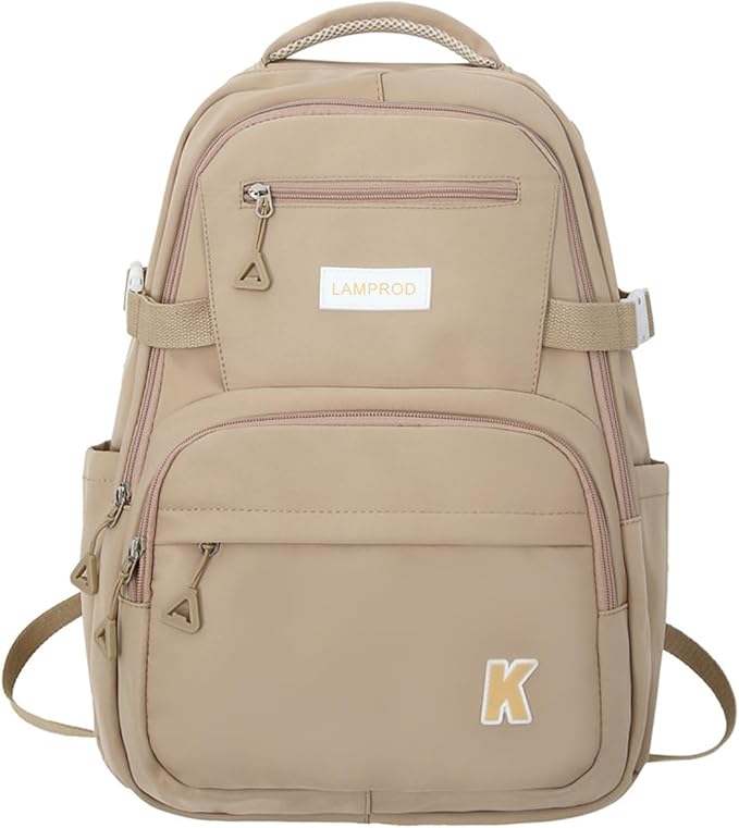 Cute Backpack Aesthetic Backpack for Girls School Casual Daypack Middle Student Travel College Backpack for Kids Large Capacity Travel(Khaki)