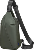 Small Sling Bag, Waterproof Nylon 7.9 Inch Crossbody Chest Bags Daypack Backpack with Anti-theft Pocket for Men Women (Dark Green)