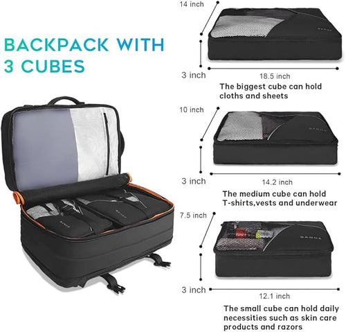 BANGE 45L Carry On Backpack, Weekender Travel Backpacks, 17.3 inch Laptop Back Pack Business Expandable Bag for Men and Women… (Blake45L（with3cubes)…
