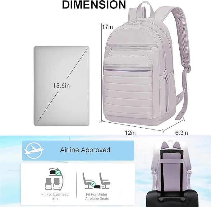 KEOFID Travel Backpack for Women, Womens Work Backpacks, Anti-theft Backpack Purse, Back pack for College Girls, Carry-On Travel Backpacks,Bookbag (Light Gray)