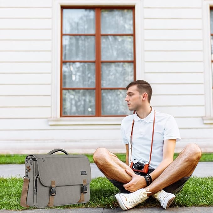 MATEIN Messenger Bag for Men, Briefcases Lightweight Men's Laptop Bag 17.3 inch Water Resistant Crossbody Satchel Computer Work Office Case with Shoulder Strap, Brown
