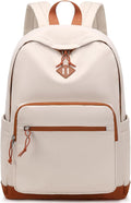 Lohol Classic Backpack for Girls Boys Teens, Lightweight Bookbag for School Travel College (Beige/Orange)