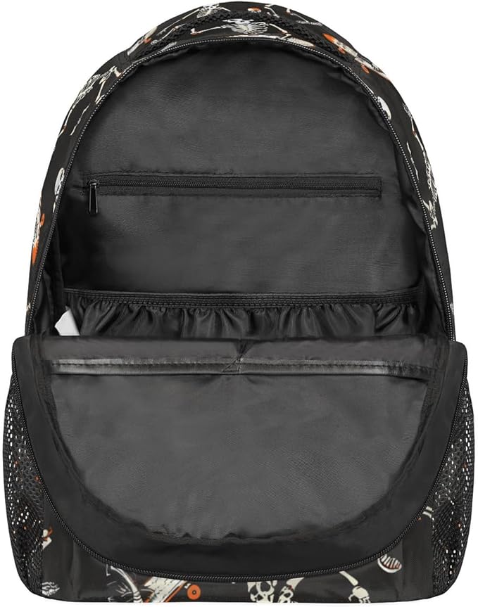 Pardick Halloween Skull Backpacks for Boys Girls Kids Funny Soprt Skuu Lightweight 16 Inch School Backpack Laptop College Bookbag Travel Casual Daypack Hiking Camping Computer Rucksack Medium