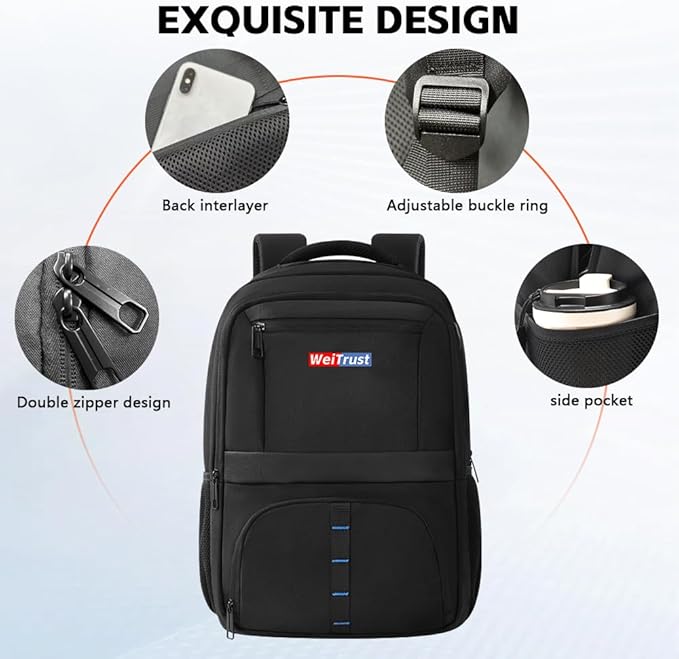 Travel Laptop Backpack, 40L Water-Resistant & Durable Business Backpack, Airline-Approved for Carry-On, Fits 17.3-inch Laptops, Suitable for School & Daily Commute