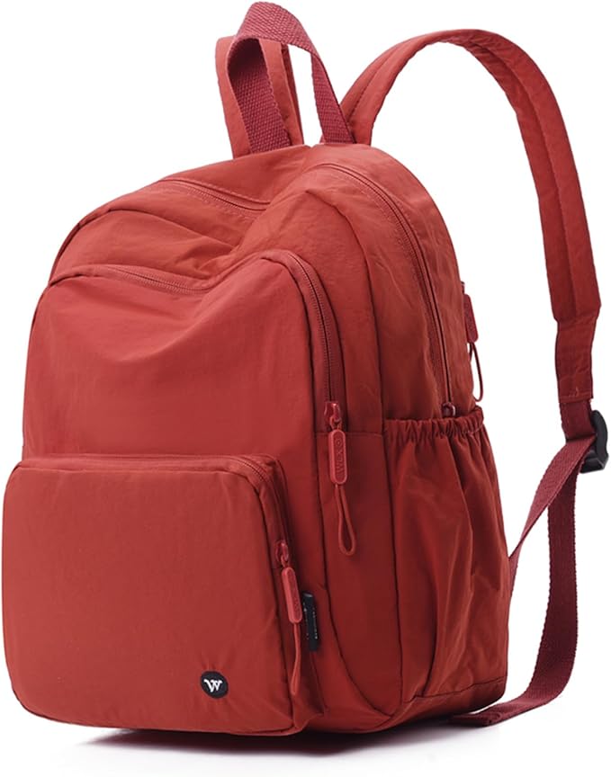 Small Nylon Backpack Mini Casual Daypack Lightweight Backpack for Women Travel Purse (Red)