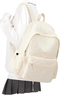 School Backpack for Teens Boys Girls Cute Corduroy Bookbag Classic Casual High School Bag Lightweight College Backpack For Women Men(Beige)
