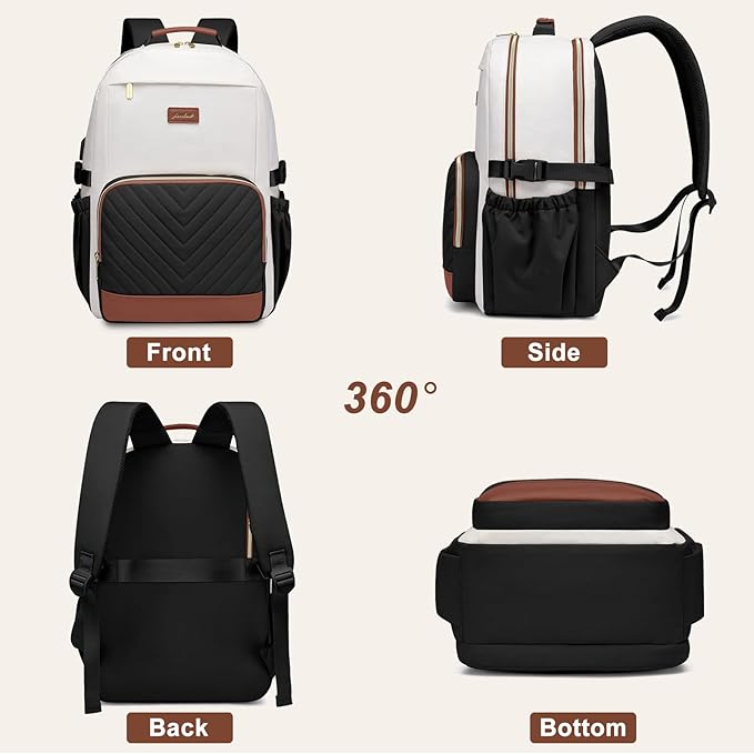 Laptop Backpack for Women Bookbag: 17 inch Work School Backpacks with Pouch Pocket for Large Capacity Cup & USB Charger College Book Bag Travel Business Nurse Teacher Bookbags Anti-theft Back Pack