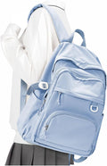 Lightweight College Backpack for Women Men Cute School Bag for Teens Girls Boys High School Backpack for Students Waterproof Casual Daypack Backpack（Milky Blue）