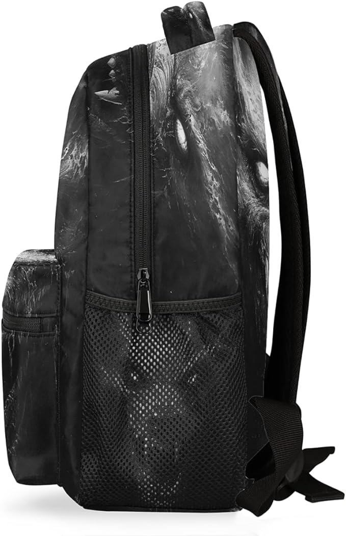 Pardick Monster Horror Backpack for Kids Girls Boys Lightweight School College Students 18in Bookbag Large Capacity Computer Backpacks Laptop Rucksack Travel Gym Hiking Camping Daypack