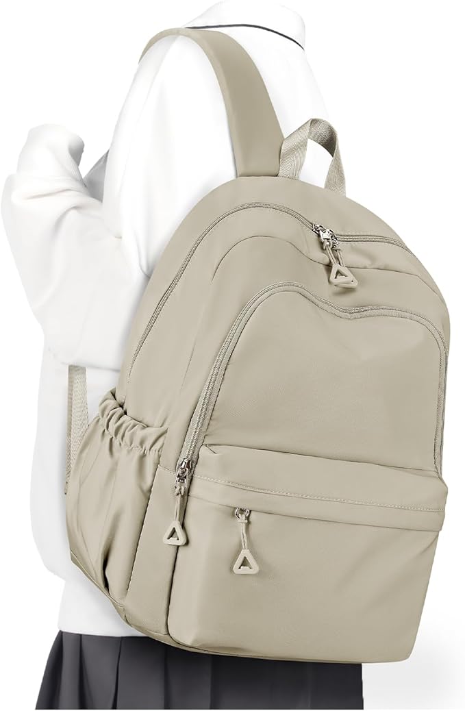 winspansy Backpack for School Teenage Girls Boys,Waterproof Lightweight School Bags Travel Daypack Simple Cute College Backpack Rucksack for Women Men fit 14 Inch Laptop,Khaki