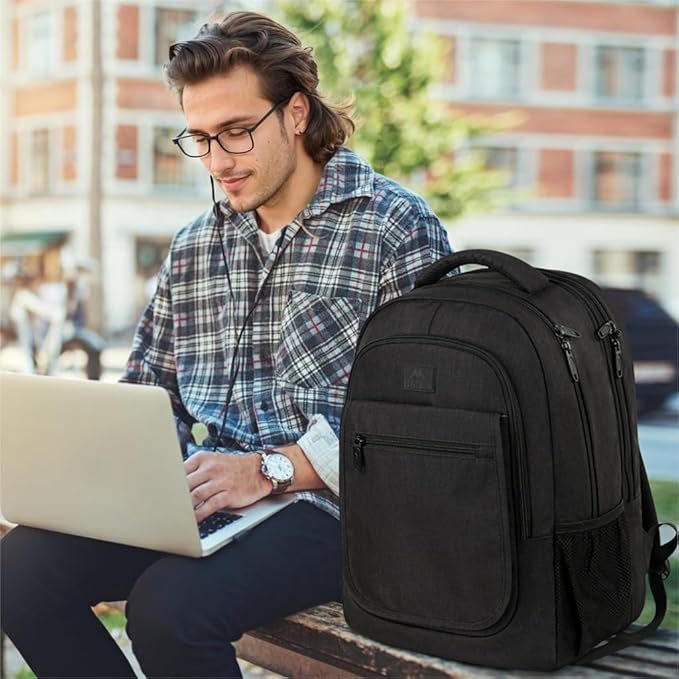 MATEIN Travel Backpack for Men, Expandable Laptop Backpack, Anti Theft Business Computer Bag Fit 15.6 Inch Laptop, Water Resistant College School Bookbag for Men Women, Black