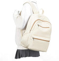 Lightweight School Backpack for Women Men, Multi Pocket Backpack for College Students, Waterproof Middle School Bags, Simple Bookbag for Teens Girls Boys, Beige