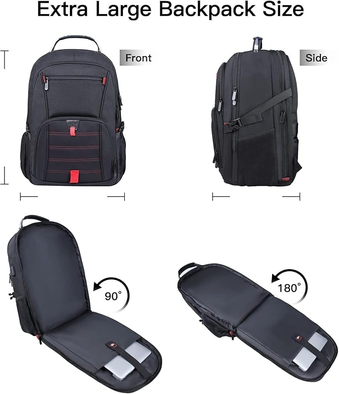 Extra Large Backpack, 18.4 Inch Travel Laptop Backpacks for Men Women, 55L Anti Theft Water Resistant College Bussiness TSA Airline Approved Work Computer Backpack, Black