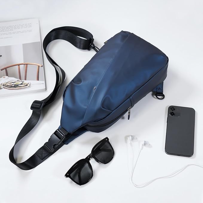 Small Sling Bag, Waterproof Nylon 7.9 Inch Crossbody Chest Bags Daypack Backpack with Anti-theft Pocket for Men Women (Dark Blue)