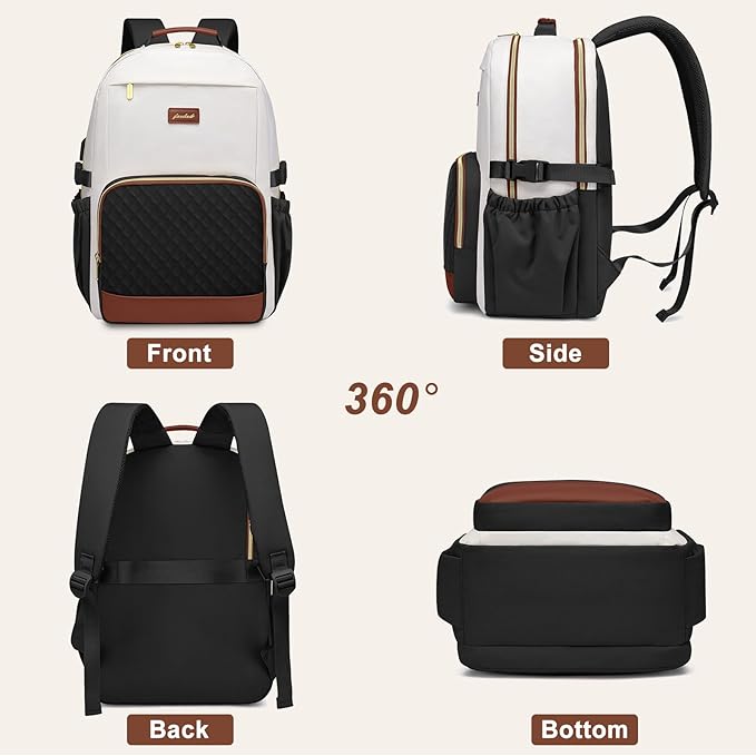 Laptop Backpack for Women Bookbag: 15.6 inch Work Backpacks with Pouch Pocket for Large Capacity Cup & USB Charger College Book Bag Travel Business Nurse Teacher Bookbags Anti-theft Back Pack