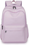 Cute College Backpack for School Aesthetic Backpack for Teen Girls Students Laptop Bag Large Capacity Bookbags Kids Travel Lightweight Backpacks for Casual Daypacks School Bag Solid Color(Purple)
