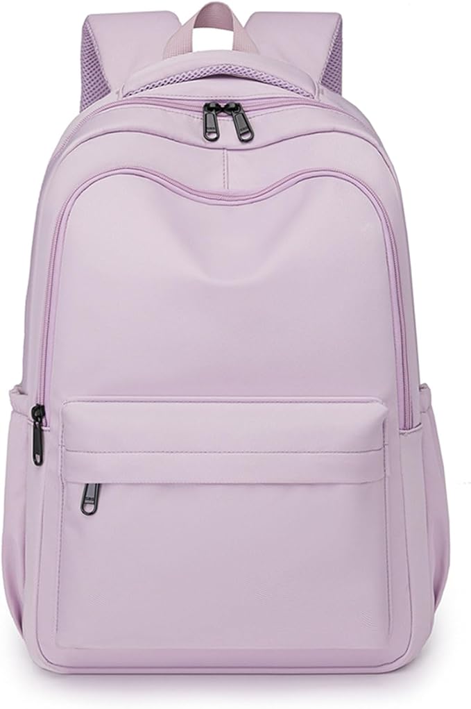 Cute College Backpack for School Aesthetic Backpack for Teen Girls Students Laptop Bag Large Capacity Bookbags Kids Travel Lightweight Backpacks for Casual Daypacks School Bag Solid Color(Purple)
