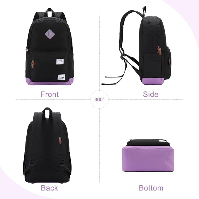 Backpack for Men Women,VASCHY Classic Water-resistant Lightweight Travel School Backpack Casual Daypack