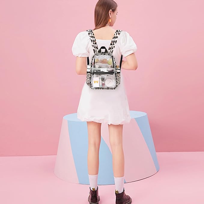 BTOOP Clear Mini Backpack for Stadium Events 12x12x6 Small Transparent Backpacks Plastic See Through Clear Bag for Concerts Work Festival Security Travel