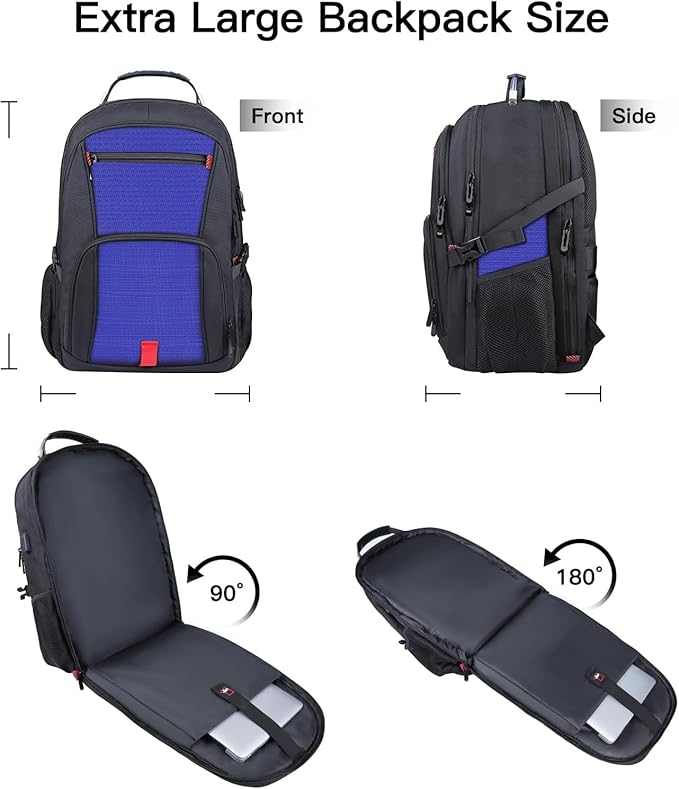 Extra Large Backpack, Travel Backpack, Sturdy TSA Water Resistant 17.3 Inch Backpacks, Anti Theft Business Computer Backpacks Gifts for Men Women, Dark Blue