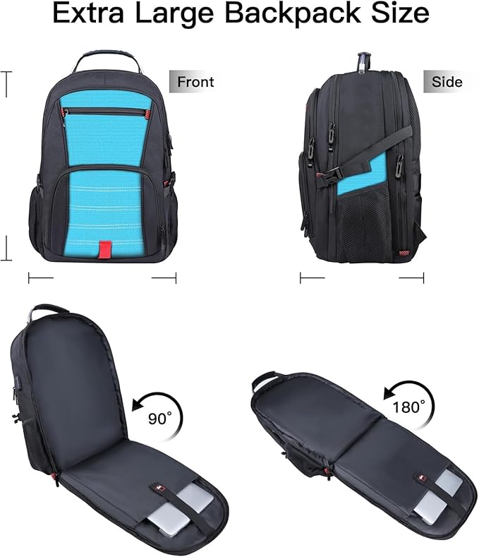 Large Travel Laptop Backpack, 18.4 Inch Laptop Backpacks for Men Women, 55L Anti Theft Water Resistant College Bussiness TSA Airline Approved Work Computer Backpack, Lake Blue