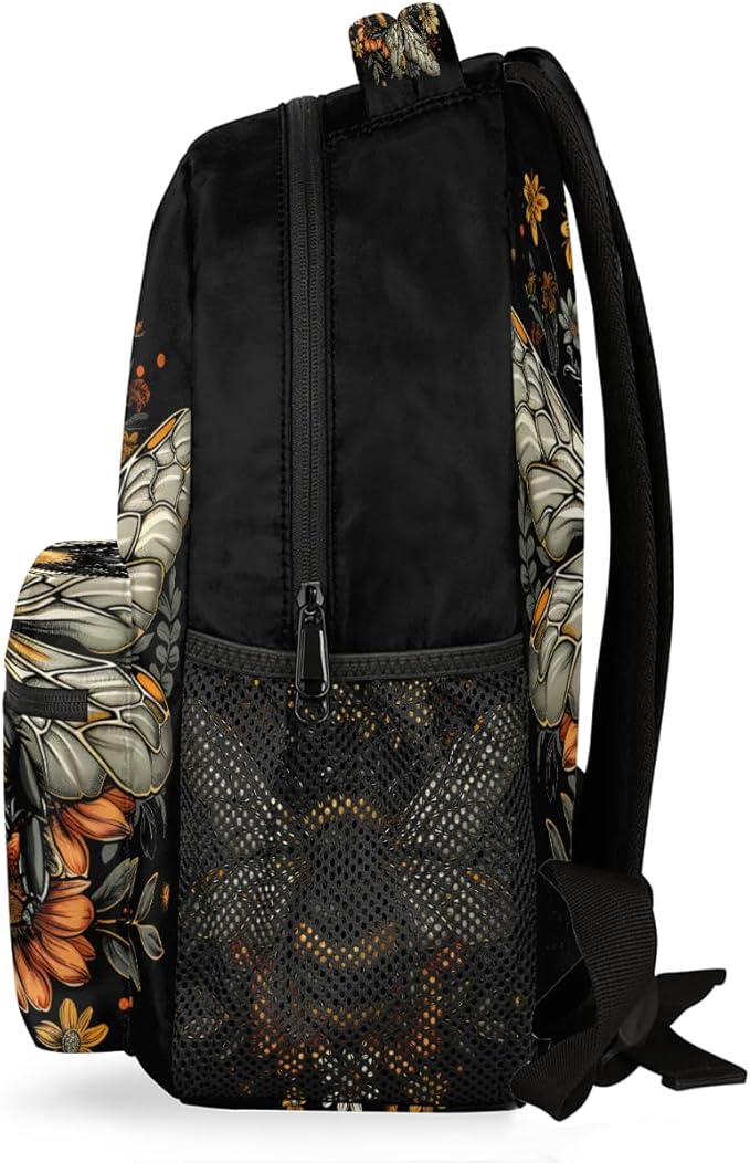 Pardick Animal Bee Flower Backpack for Kids Girls Boys Lightweight School College Students 18in Bookbag Large Capacity Computer Backpacks Laptop Rucksack Travel Gym Hiking Camping Daypack