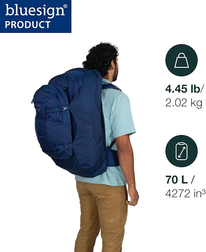 Osprey Farpoint 70L Men's Travel Backpack - Large Adjustable Travel Bag with Detachable Daypack, Black