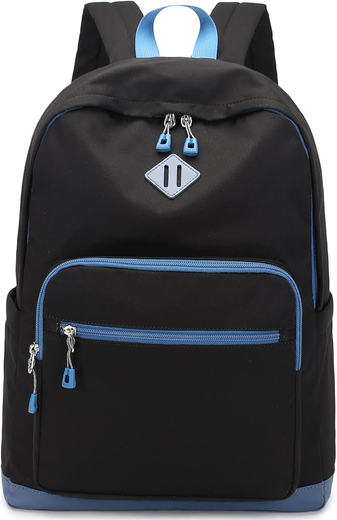 Lohol Classic Backpack for Girls Boys Teens, Lightweight Bookbag for School Travel College (Balck/Blue)
