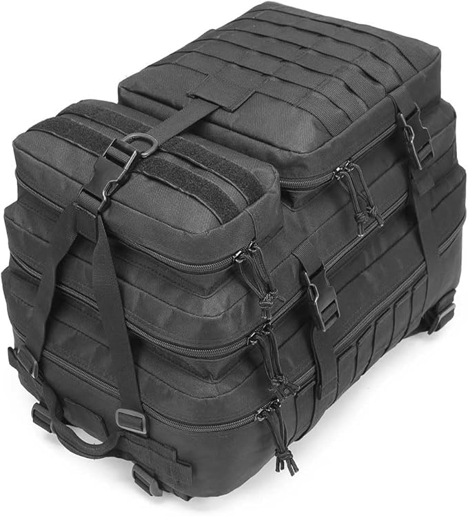 Tactical Backpack for Men, 45L Military Gym Backpacks, Large 3-Day Assault Pack Bug Out Bag MOLLE Daypack for Rucking Fishing Camping (Grey Camo)