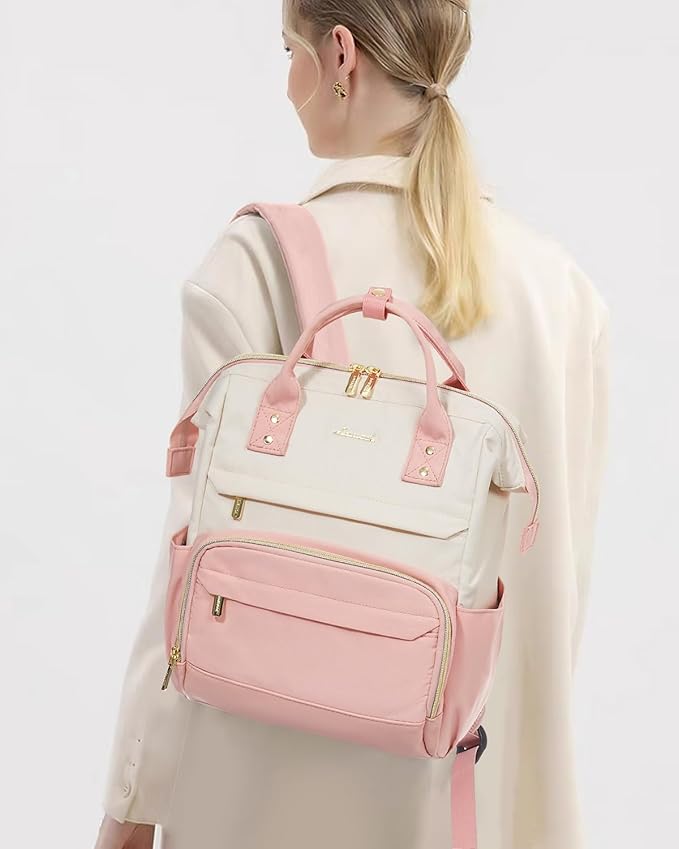 LOVEVOOK Backpack Purse for Women, Mini Backpacks, Small Backpack, Fashion Bag for Work Travel, Lightweight Daypack, Beige-Pink
