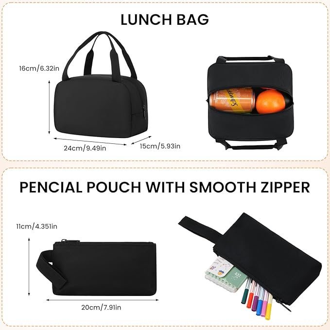 YAMTION 3 Pack School Backpack Set for Women,Bookbag for Teen Girls Backpack College Laptop School Bags,Mochilas Mujer Morrales Escuela,Black