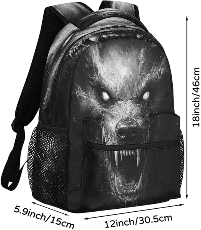 Pardick Monster Horror Backpack for Kids Girls Boys Lightweight School College Students 18in Bookbag Large Capacity Computer Backpacks Laptop Rucksack Travel Gym Hiking Camping Daypack