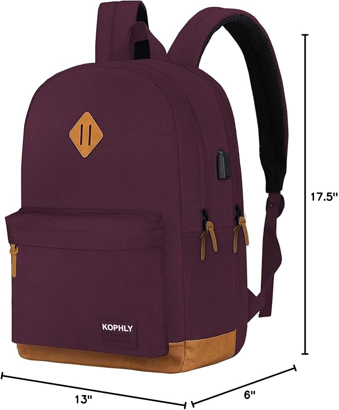 SUPACOOL Lightweight Laptop Backpack with USB Charging Port for Men and Women, Double Layers Backpack for College, Work, Travel, Casual(Purple)