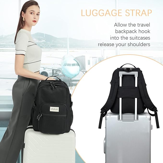 abshoo Classical Laptop Travel Backpack for Women Men College School Bookbag With USB Charging Port (Black)