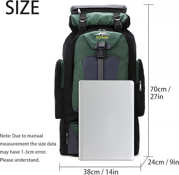 Lawaia 70L Hiking Backpack Large Camping Pack Backpacking Bag Rucking Backpacks Outdoor Trekking Travel Rucksack for Men Women-Dark Blue
