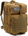 Tactical Backpack for Men, 45L Military Gym Backpacks, Large 3-Day Assault Pack Bug Out Bag MOLLE Daypack for Rucking Fishing Camping (Khaki)