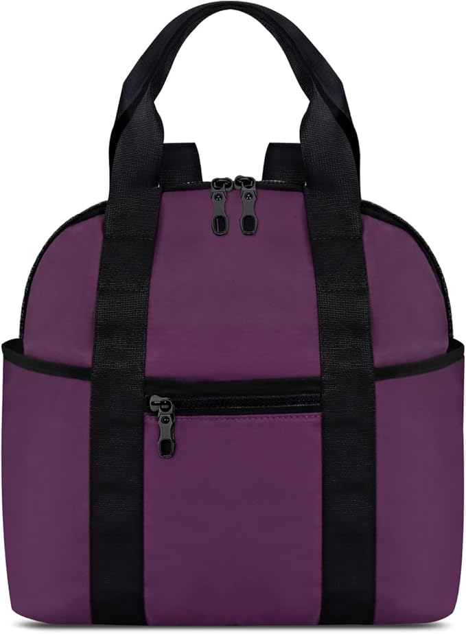 Women’s Backpack Purse Medium Size with Trolley Sleeve, Adjustable Strap/Top Handle, Water Resistant Travel Daypack, Purple